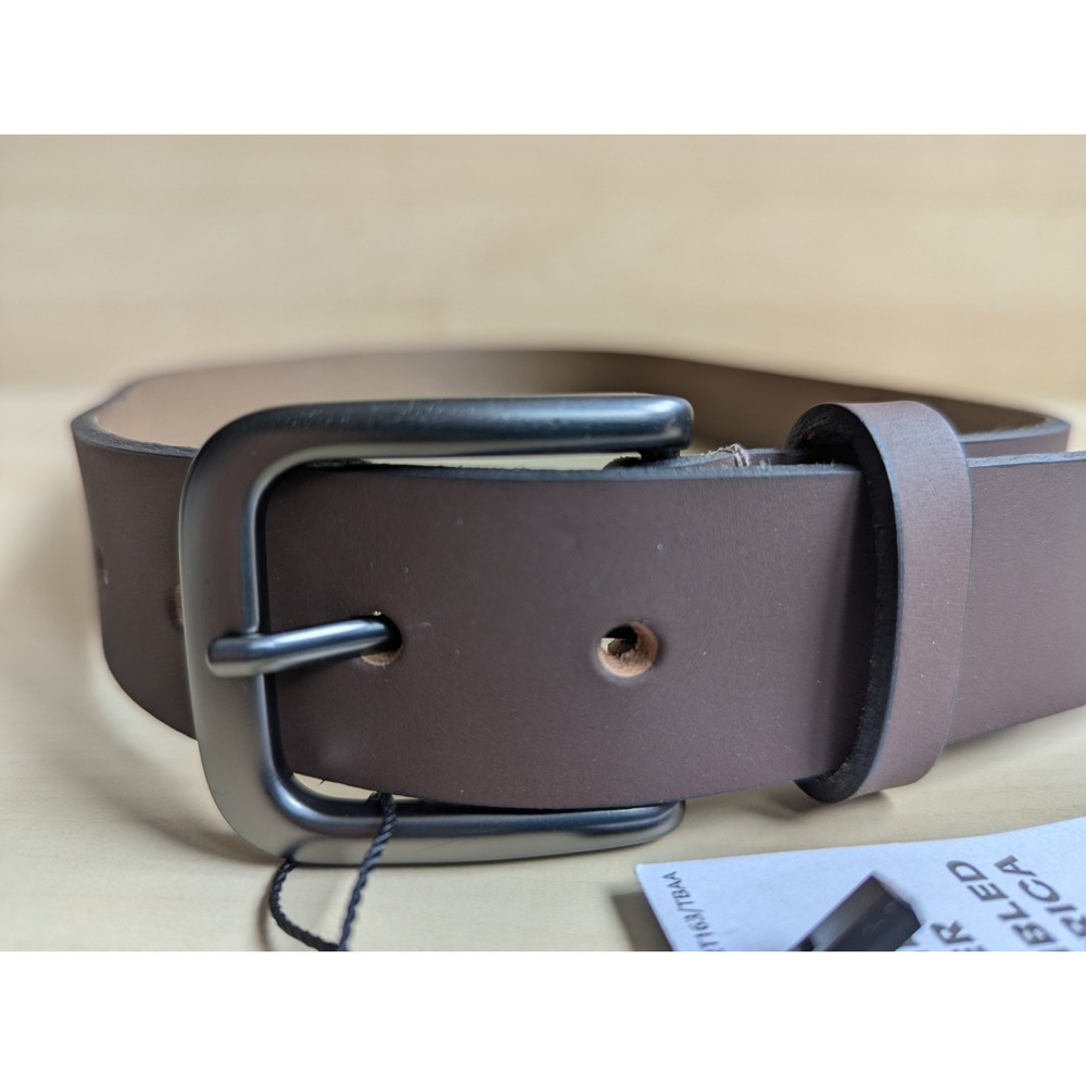 Timberland Brown Leather NWT Dust Bag Made In USA Belt Sz 32 - Picture 6 of 8